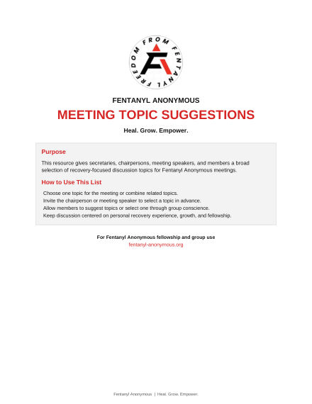 First page of Meeting Topic Suggestions